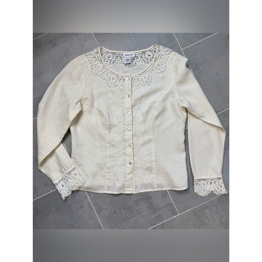 Coldwater Creek Linen Button Down Blouse Small